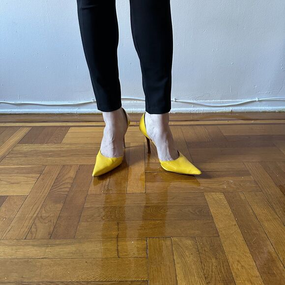 Bakers Yellow Patent D'orsay Wooden heel Size 11 - Picture 1 of 8